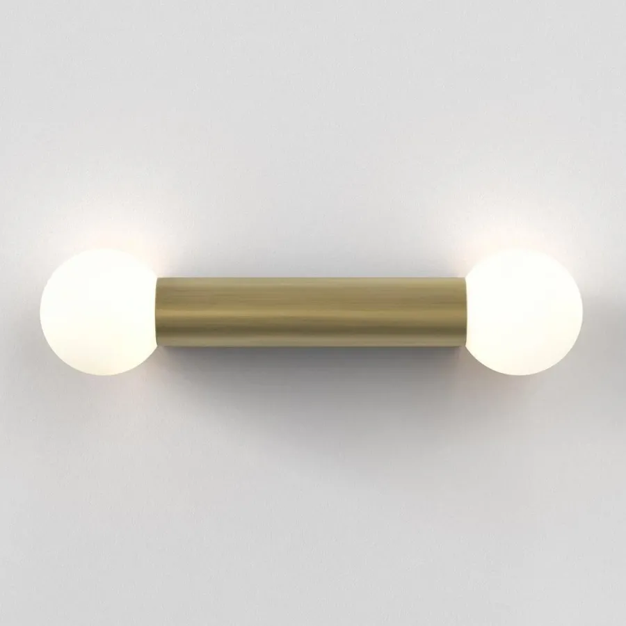 Discount Astro Lighting Ortona Twin vegglampe IP44 Krom / Opal