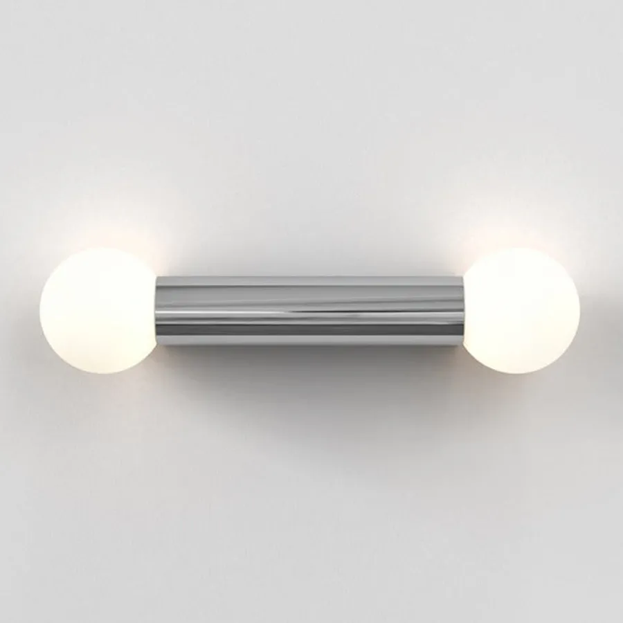 Discount Astro Lighting Ortona Twin vegglampe IP44 Krom / Opal