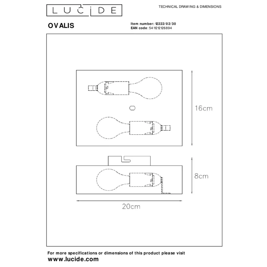 Discount Lucide Ovalis vegglampe opp/ned