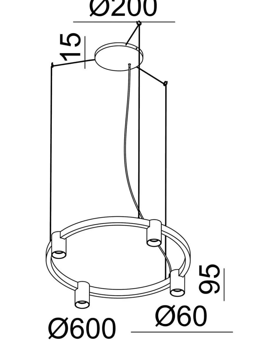 Outlet NorDesign Oz K4 circular takpendel 60 cm - Svart/Gullfarget Svart / Gull