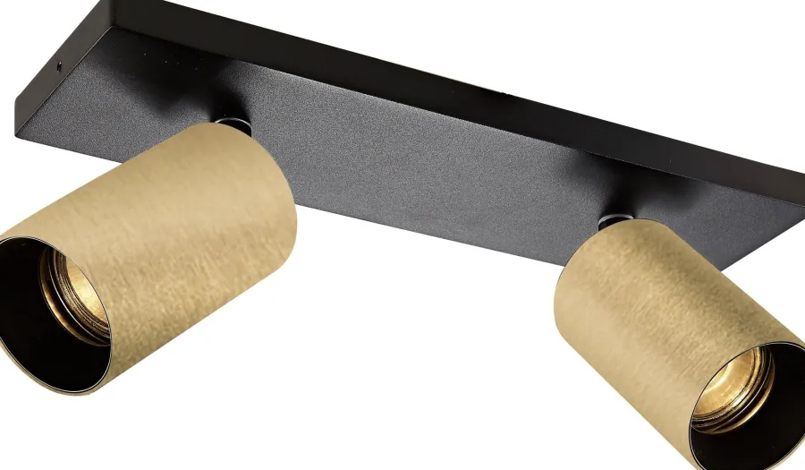Clearance NorDesign OZ K2 taklampe med 2 spotter - Svart/gull Svart / Gull