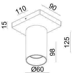 New NorDesign OZ K1 taklampe med 1 spott - Svart/gull Svart / Gull