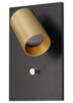 Outlet NorDesign Oz K1 vegglampe m/USB - Svart/Gullfarget Svart / Gull