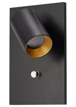 Outlet NorDesign Oz K1 vegglampe m/USB - Svart/Gullfarget Svart / Gull