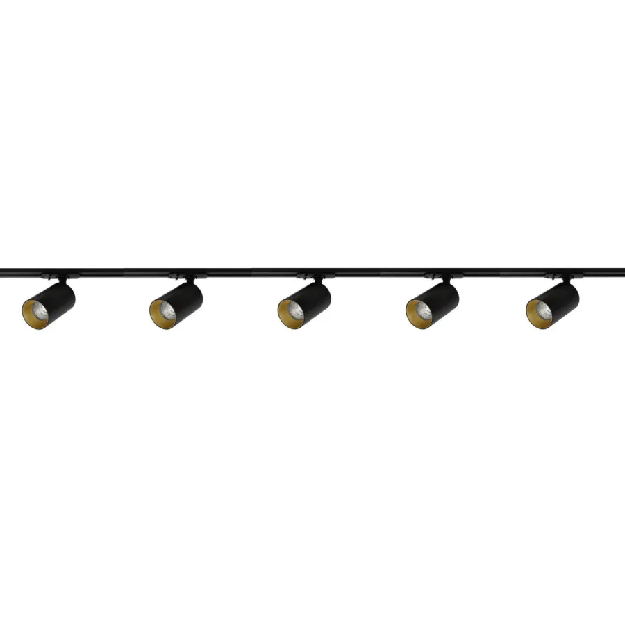 Hot NorDesign Oz spotskinne 5 spotter 2 meter - Svart/Gull Svart / Gull