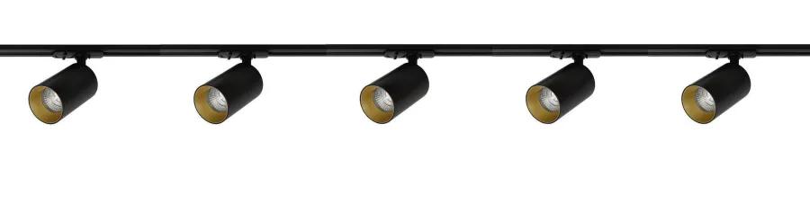 Hot NorDesign Oz spotskinne 5 spotter 2 meter - Svart/Gull Svart / Gull