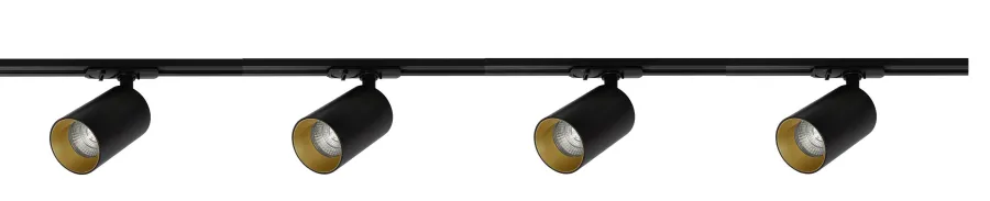 Outlet NorDesign Oz spotskinne 4 spotter 2 meter - Svart/Gull Svart / Gull