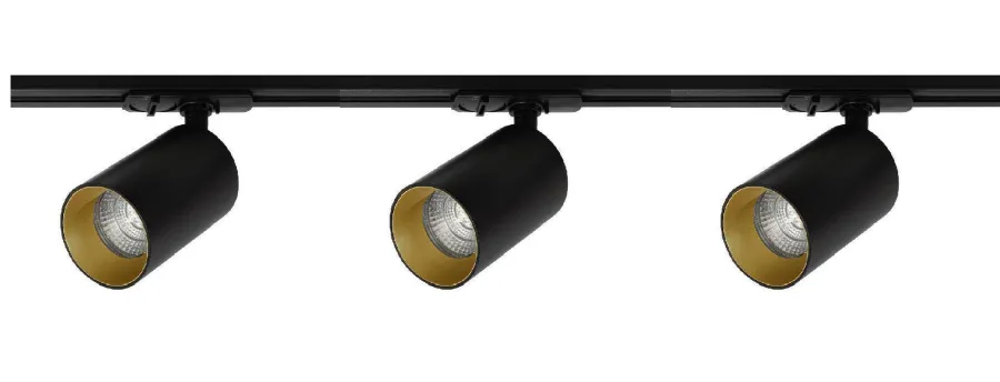 Sale NorDesign Oz spotskinne 3 spotter 1 meter - Svart/Gull Svart / Gull