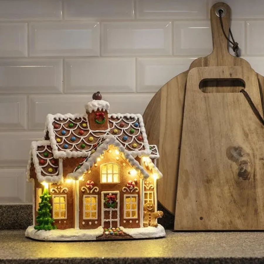 Sale Konstsmide Pepperkakehus med lys Brun