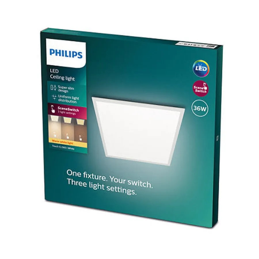 Clearance Philips CL560 taklampe 60x60cm 36W 2700K 3-steg dim - Hvit