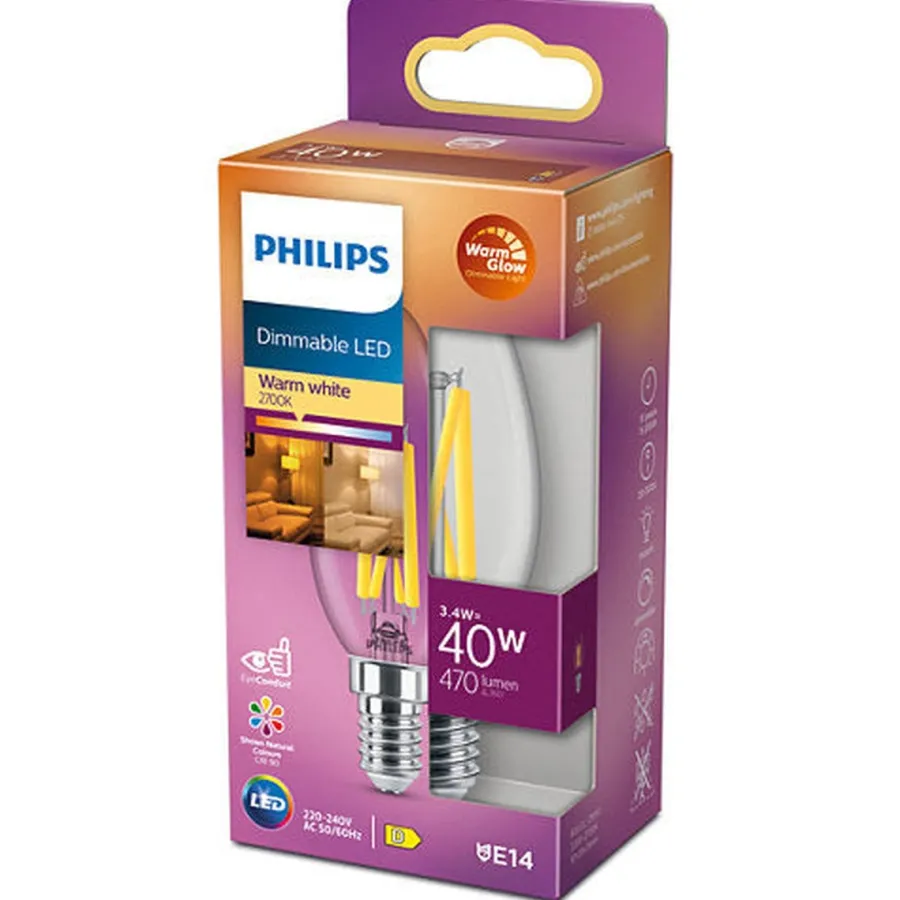 Online Philips E14 LED 3,4 watt (40W) Warmglow - Dimbar Klar