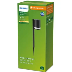 Hot Philips Fyve hagelys 1,5W 2700 Kelvin IP44 solcelledrevet med dag/natt sensor Svart