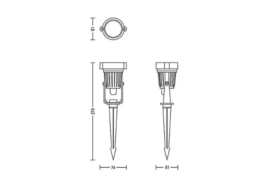 Clearance Philips Gardenlink Caper uplight 2700K 1,5W IP44 3-pakning - 24 Volt Svart