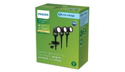 Sale Philips Gardenlink Reuel bakkespotter 2700K 1,5W IP44 3-pakning - 24 Volt Svart