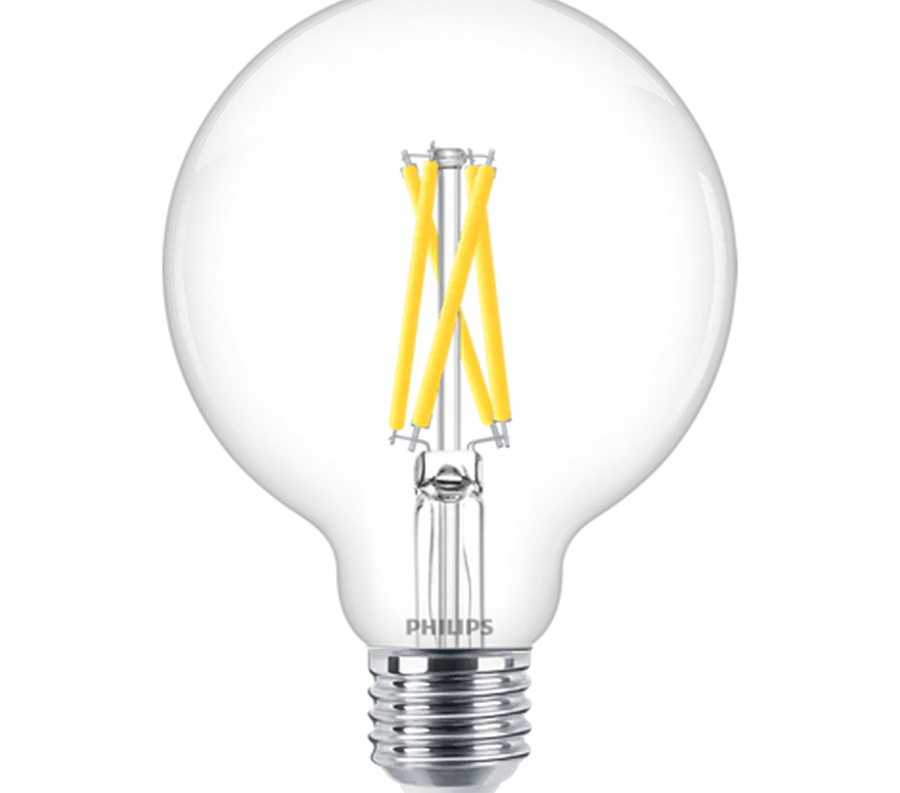 Clearance Philips Globe filament LED warmglow E27 5,9W 95 mm dimbar - Klar Hvit