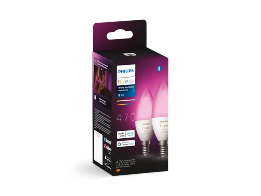 Online Philips Hue B39 E14 lyspære 4W 2200-6500K pluss farge - 2 pakning