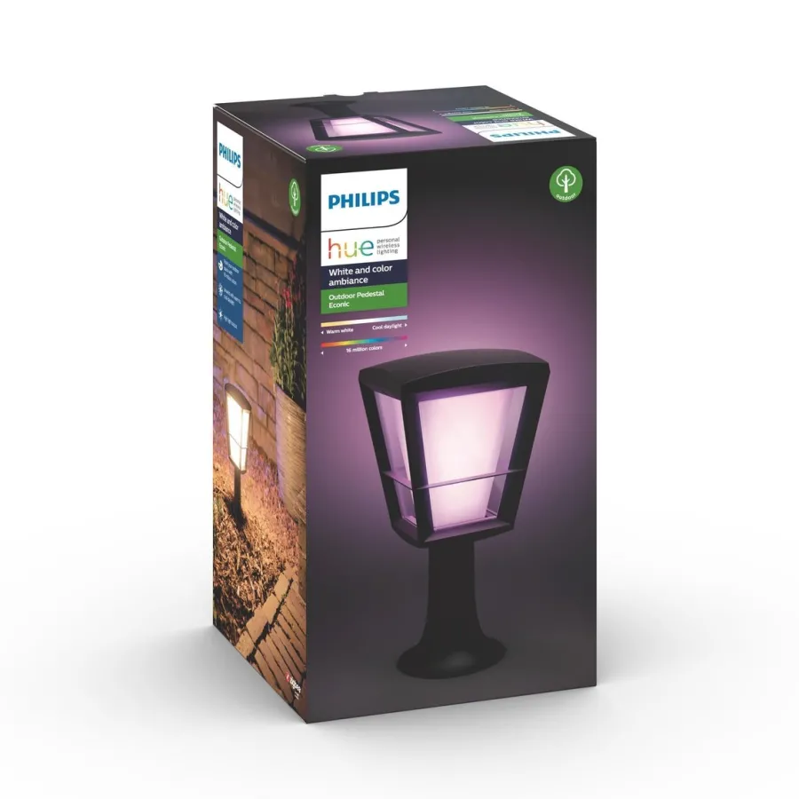 Hot Philips Hue Econic utendørs sokkel white ambiance & color luminairs Svart
