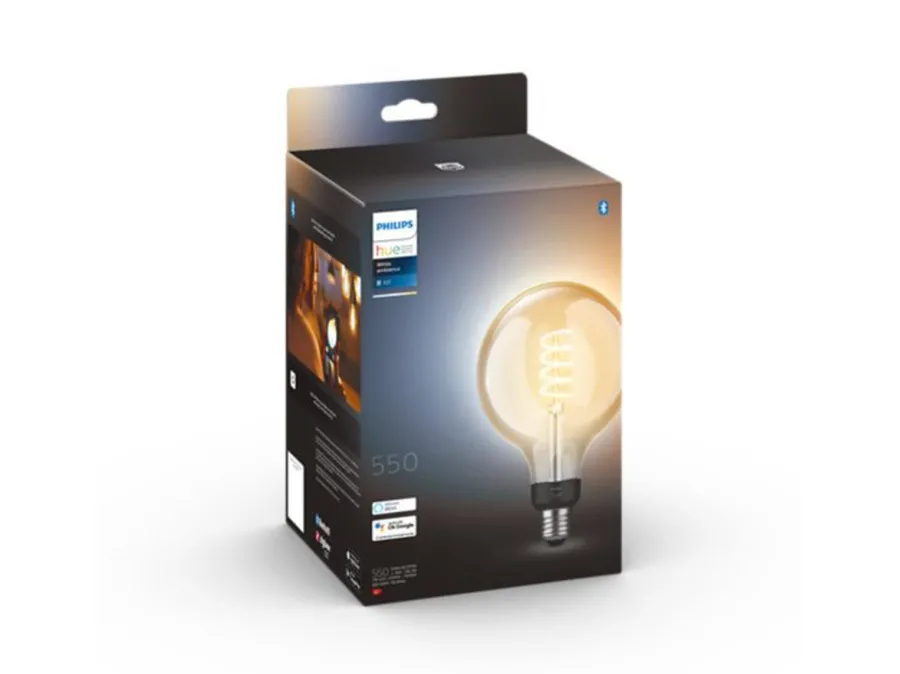 Outlet Philips Hue white LED 7W E27 G125 2200-4500 Kelvin - 125 mm Hvit
