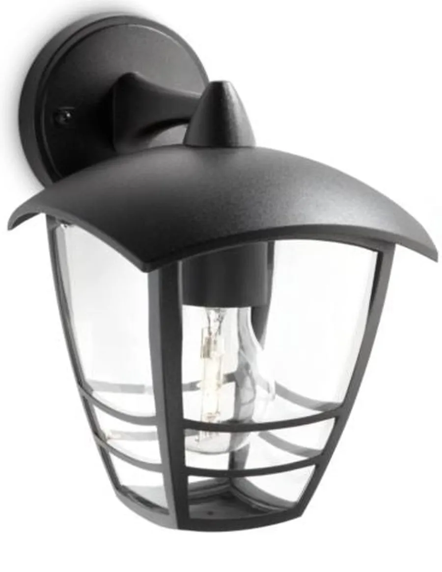 Clearance Philips myGarden Creek vegglampe ned utendørs IP44 Svart