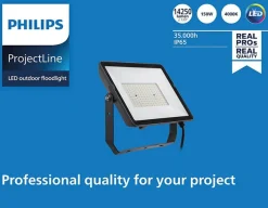 New Philips ProjectLine lyskaster utendørs 150W 4000K IP65 - Svart