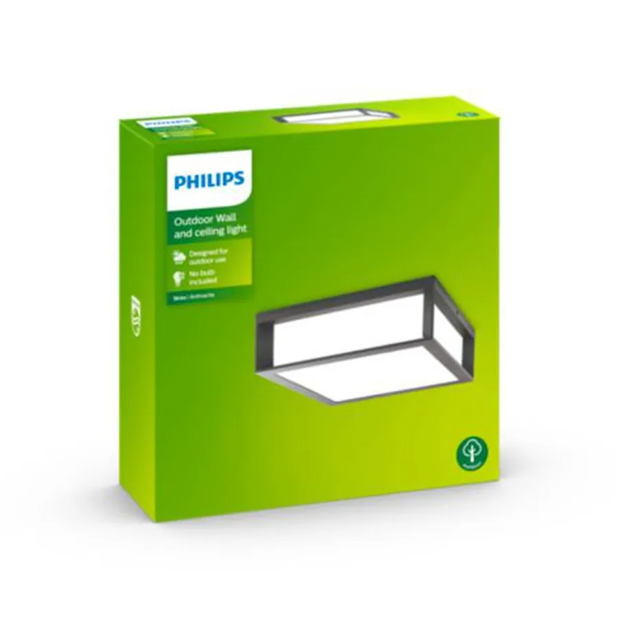Discount Philips Skies vegg/taklampe utendørs IP44 E27 Antrasitt