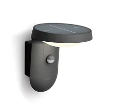 Best Philips Tyla vegglampe 1,2W 3000 Kelvin IP44 solcelledrevet med dag/natt og bevegelses sensor Svart