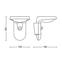 Best Philips Tyla vegglampe 1,2W 3000 Kelvin IP44 solcelledrevet med dag/natt og bevegelses sensor Svart