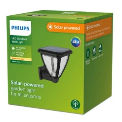 Hot Philips Vapora vegglampe 1,5W 2700 Kelvin IP44 solcelledrevet med dag/natt sensor Svart