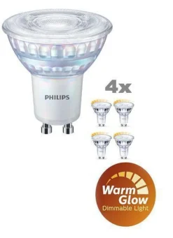Philips 3,8W (50W), warmglow dimbar GU10 LED RA90, 4 pakning Klar