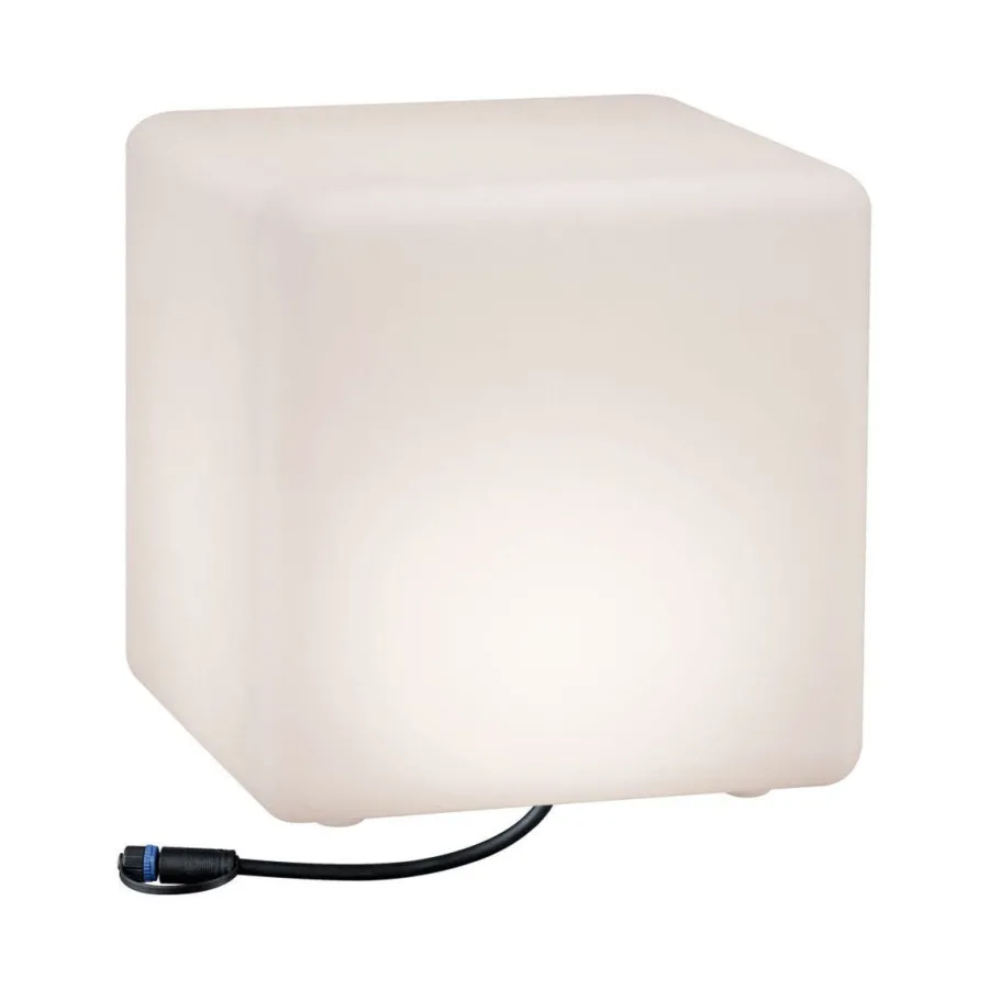 Outlet Paulmann Plug & Shine Cube 30x30 cm 6,5W 3000 Kelvin IP67 - Med jordspyd Hvit