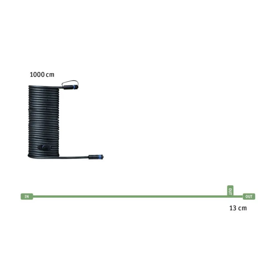 New Paulmann Plug & Shine 10 meter kabel med 2 utganger Svart
