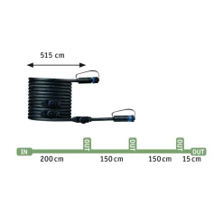 Hot Paulmann Plug & Shine 5 meter kabel med 4 utganger Svart