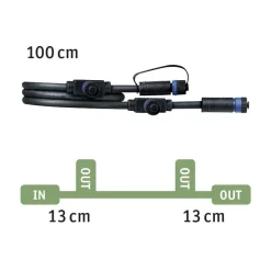 New Paulmann Plug & Shine 1 meter kabel med 3 utganger Svart