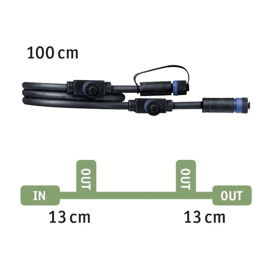 New Paulmann Plug & Shine 1 meter kabel med 3 utganger Svart