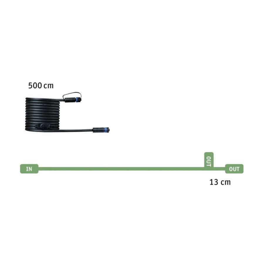 Hot Paulmann Plug & Shine 5 meter kabel med 2 utganger Svart