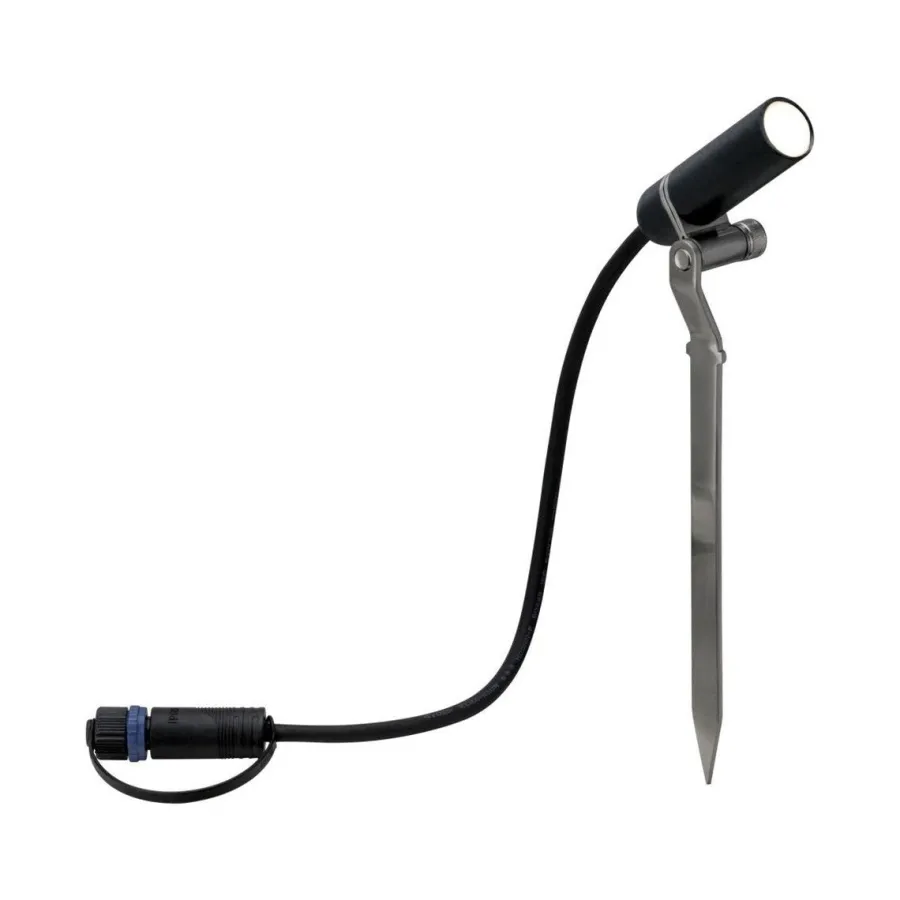 Clearance Paulmann Plug & Shine Platini spot med spyd 2W 3000 Kelvin IP65 - 3 pakning med strømforsyning Antrasitt