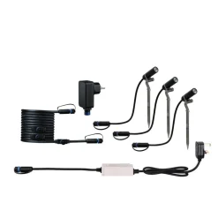 Clearance Paulmann Plug & Shine Platini spot med spyd 2W 3000 Kelvin IP65 - 3 pakning med strømforsyning Antrasitt