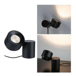 Outlet Paulmann Puric vegg/bordlampe 3W 2700 kelvin - 3-step dim Svart