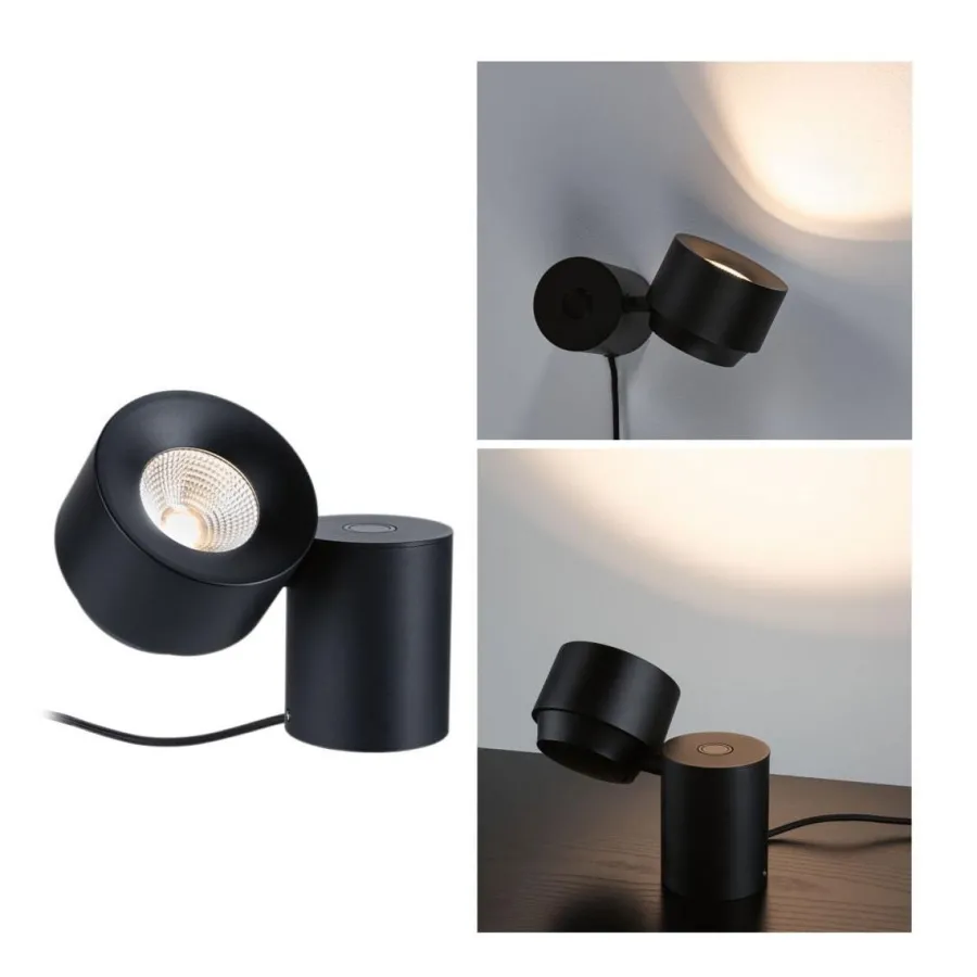 Outlet Paulmann Puric vegg/bordlampe 3W 2700 kelvin - 3-step dim Svart