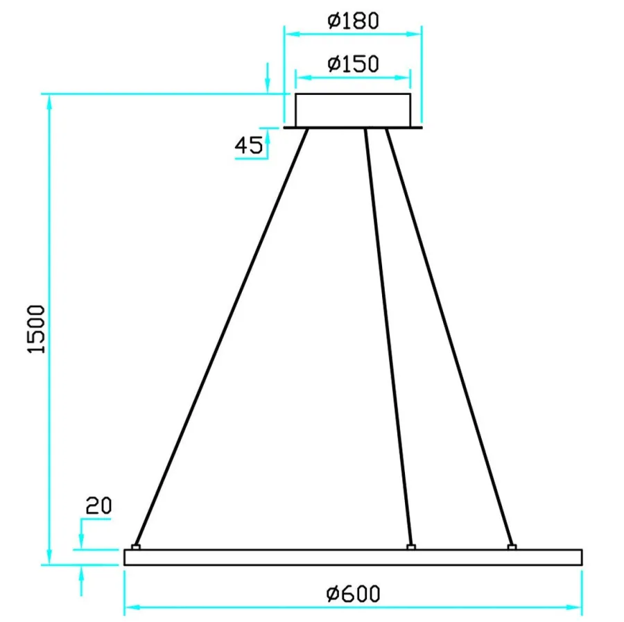 Hot NorDesign Ringo 60 cm takpendel 16W 2700 Kelvin RA90 dimbar - Svart