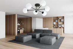 Hot Emibig Roma taklampe 6-lys - Svart/Opal Svart / Opal
