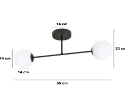 Emibig Roma taklampe 2-lys - Svart/Opal Svart / Opal