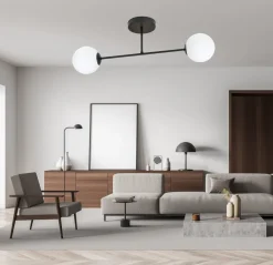 Emibig Roma taklampe 2-lys - Svart/Opal Svart / Opal