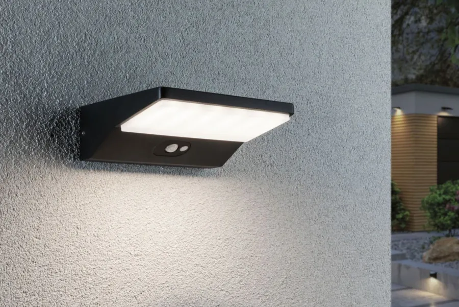 Sale Paulmann Ronas vegglampe utendørs 3,4W 3000 Kelvin m/bevegelses sensor - Solcelle Mørk grå