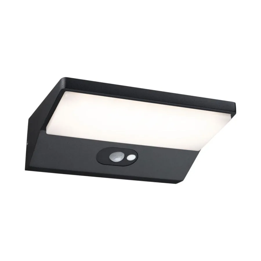Sale Paulmann Ronas vegglampe utendørs 3,4W 3000 Kelvin m/bevegelses sensor - Solcelle Mørk grå