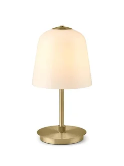 Best Halo Designs Room 49 bordlampe oppladbar IP54 - Opal/Antikk messing Messing / Opal