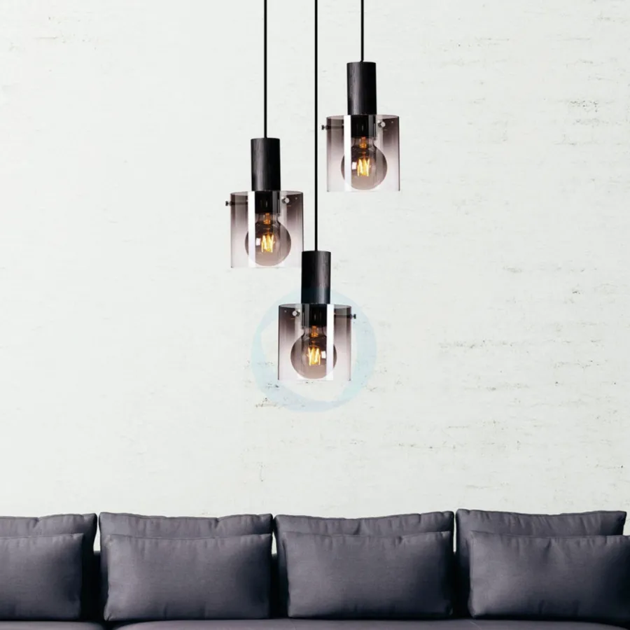 Outlet Ms - belysning Roxy rondell 3 lys takpendel - farget glass Røyk