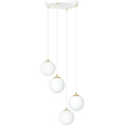Clearance Emibig Royal takpendel 4-lys - Hvit/Opal/Gullfarget Hvit / Opal / Gull