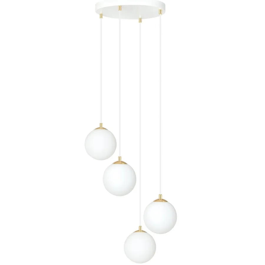 Clearance Emibig Royal takpendel 4-lys - Hvit/Opal/Gullfarget Hvit / Opal / Gull