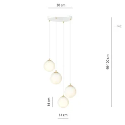 Clearance Emibig Royal takpendel 4-lys - Hvit/Opal/Gullfarget Hvit / Opal / Gull